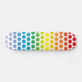 Rainbow Polka Dots White Skateboard (Horizontal)