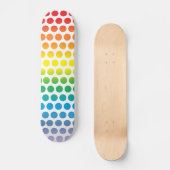Rainbow Polka Dots White Skateboard (Vorderseite)