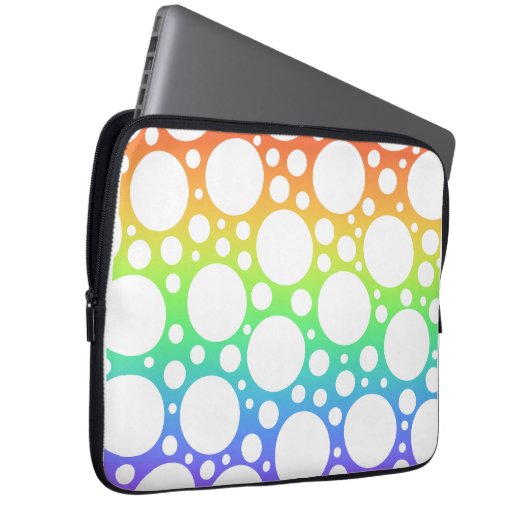 Rainbow Polka Dotted Laptopschutzhülle (Vorne Rechts)