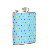 Rainbow-Polka-Herzen auf Babyblau Flachmann (Rechts)