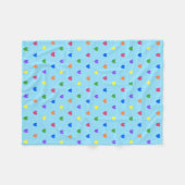 Rainbow-Polka-Herzen auf Babyblau Fleecedecke (Vorderseite (Horizontal))