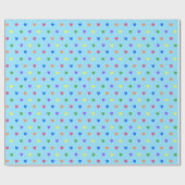 Rainbow-Polka-Herzen auf Babyblau Geschenkpapier (Flach)