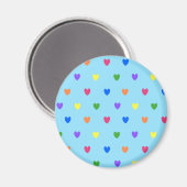 Rainbow-Polka-Herzen auf Babyblau Magnet (Vorderseite/Rückseite)