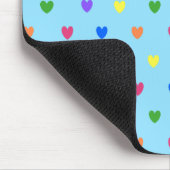 Rainbow-Polka-Herzen auf Babyblau Mousepad (Ecke)