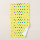 Rainbow-Polka-Herzen auf Gelb Badhandtuch Set (Handtuch)