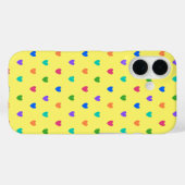Rainbow-Polka-Herzen auf Gelb Case-Mate iPhone Hülle (Rückseite (Horizontal))