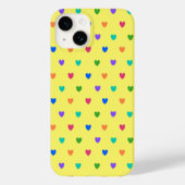 Rainbow-Polka-Herzen auf Gelb Case-Mate iPhone Hülle (Rückseite)