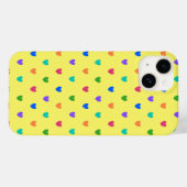 Rainbow-Polka-Herzen auf Gelb Case-Mate iPhone Hülle (Rückseite (Horizontal))