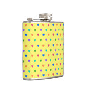 Rainbow-Polka-Herzen auf Gelb Flachmann (Rechts)