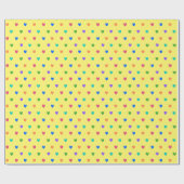 Rainbow-Polka-Herzen auf Gelb Geschenkpapier (Flach)