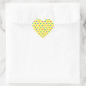 Rainbow-Polka-Herzen auf Gelb Herz-Aufkleber (Tasche)