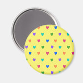 Rainbow-Polka-Herzen auf Gelb Magnet (Vorderseite/Rückseite)