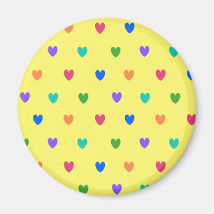 Rainbow-Polka-Herzen auf Gelb Magnet