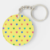 Rainbow-Polka-Herzen auf Gelb Schlüsselanhänger (Rückseite)