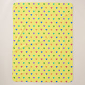 Rainbow-Polka-Herzen auf Gelb Sherpadecke (Vorderseite)