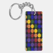 Rainbow Polka Punkte auf schwarz Schlüsselanhänger (Vorderseite links)