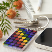Rainbow Polka Punkte auf schwarz Schlüsselanhänger (Vorderseite rechts)