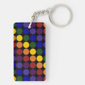 Rainbow Polka Punkte auf schwarz Schlüsselanhänger (Rückseite)