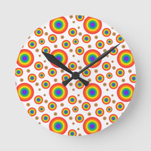 Rainbow-Polka-Punkte Runde Wanduhr (Vorderseite)