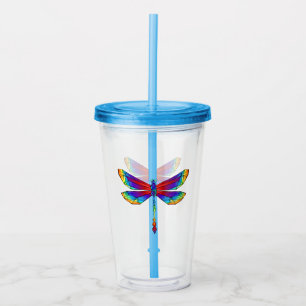 Rainbow Polygonal Dragonfly Acryltrinkbecher