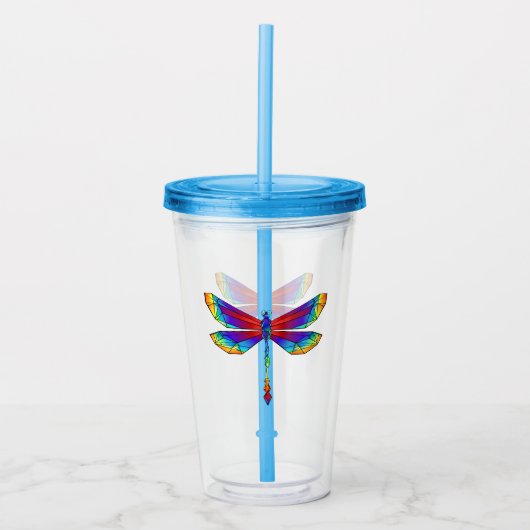 Rainbow Polygonal Dragonfly Acryltrinkbecher (Vorderseite)