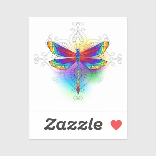 Rainbow Polygonal Dragonfly Aufkleber (Blatt)
