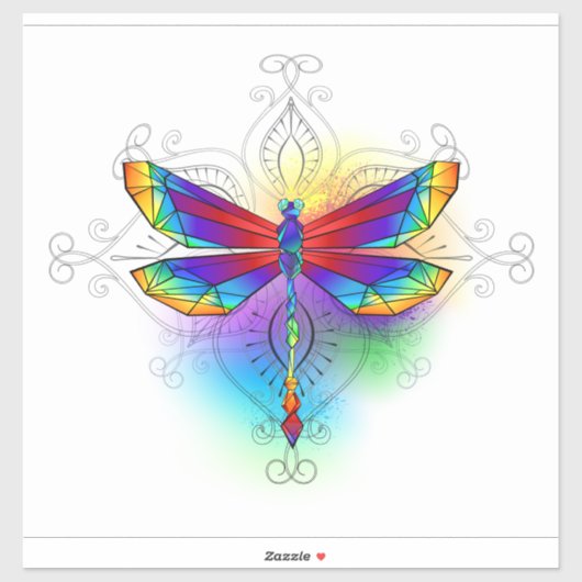 Rainbow Polygonal Dragonfly Aufkleber (Blatt)