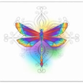 Rainbow Polygonal Dragonfly Aufkleber (Vorderseite)