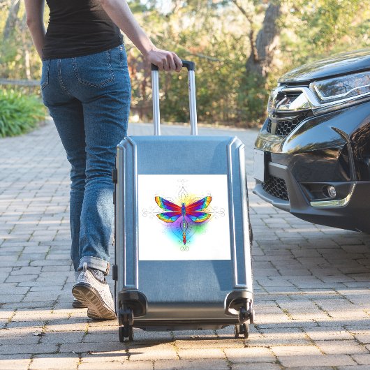 Rainbow Polygonal Dragonfly Aufkleber (Koffer Insitu)