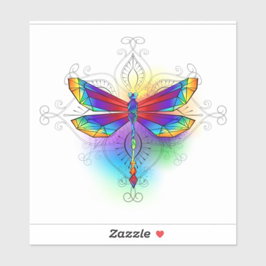 Rainbow Polygonal Dragonfly Aufkleber (Blatt)