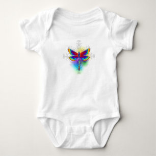 Rainbow Polygonal Dragonfly Baby Strampler