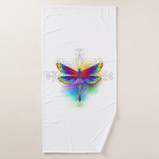 Rainbow Polygonal Dragonfly Badehandtuch (Badehandtuch)