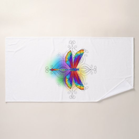 Rainbow Polygonal Dragonfly Badehandtuch (Badehandtuch)