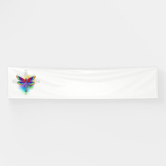 Rainbow Polygonal Dragonfly Banner (Horizontal)