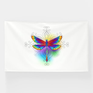 Rainbow Polygonal Dragonfly Banner