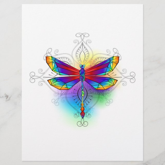 Rainbow Polygonal Dragonfly Briefbogen (Vorderseite)