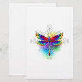 Rainbow Polygonal Dragonfly Briefpapier (Vorne/Hinten)