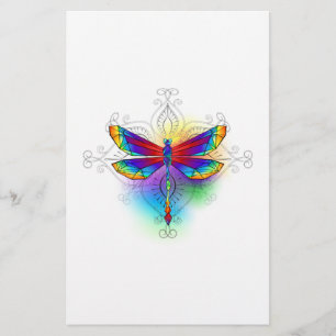 Rainbow Polygonal Dragonfly Briefpapier