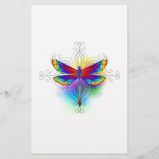 Rainbow Polygonal Dragonfly Briefpapier (Vorderseite)
