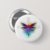 Rainbow Polygonal Dragonfly Button (Vorne & Hinten)