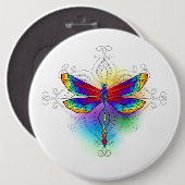 Rainbow Polygonal Dragonfly Button (Vorne & Hinten)