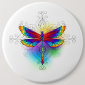 Rainbow Polygonal Dragonfly Button (Vorderseite)