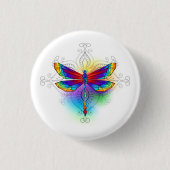 Rainbow Polygonal Dragonfly Button (Vorderseite)