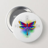 Rainbow Polygonal Dragonfly Button (Vorne & Hinten)
