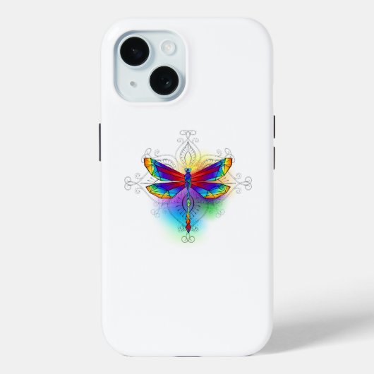 Rainbow Polygonal Dragonfly Case-Mate iPhone Hülle (Rückseite)