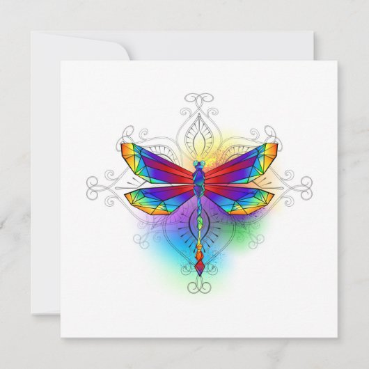 Rainbow Polygonal Dragonfly Dankeskarte (Vorderseite)