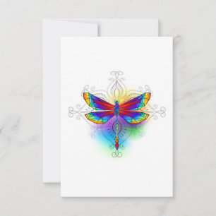 Rainbow Polygonal Dragonfly Dankeskarte