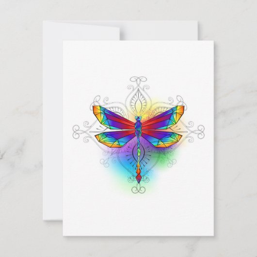 Rainbow Polygonal Dragonfly Dankeskarte (Vorderseite)
