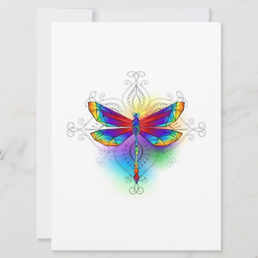 Rainbow Polygonal Dragonfly Einladung (Vorderseite)
