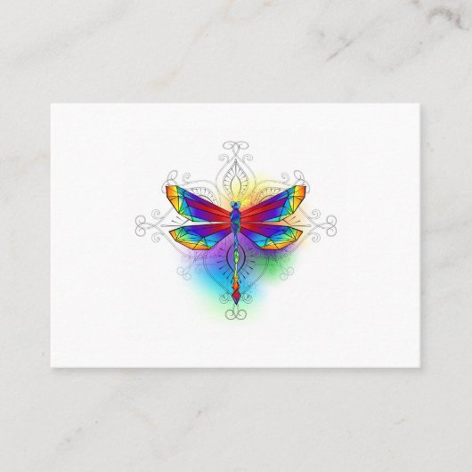 Rainbow Polygonal Dragonfly Empfehlungskarte (Vorderseite)
